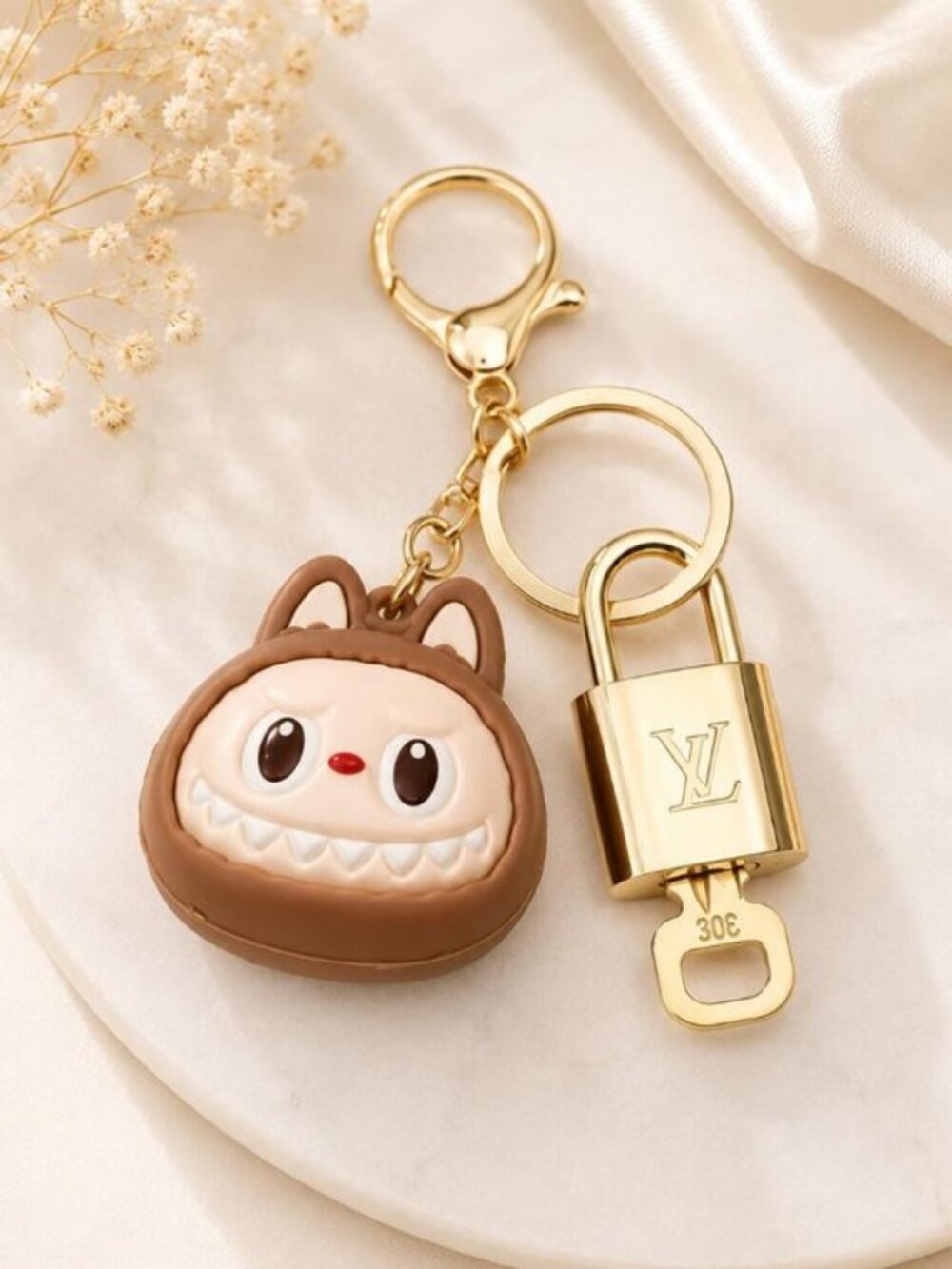 Louis Vuitton Authentic Gold Lock 🔒 Unbranded Labubu Keychain Charm for Bags